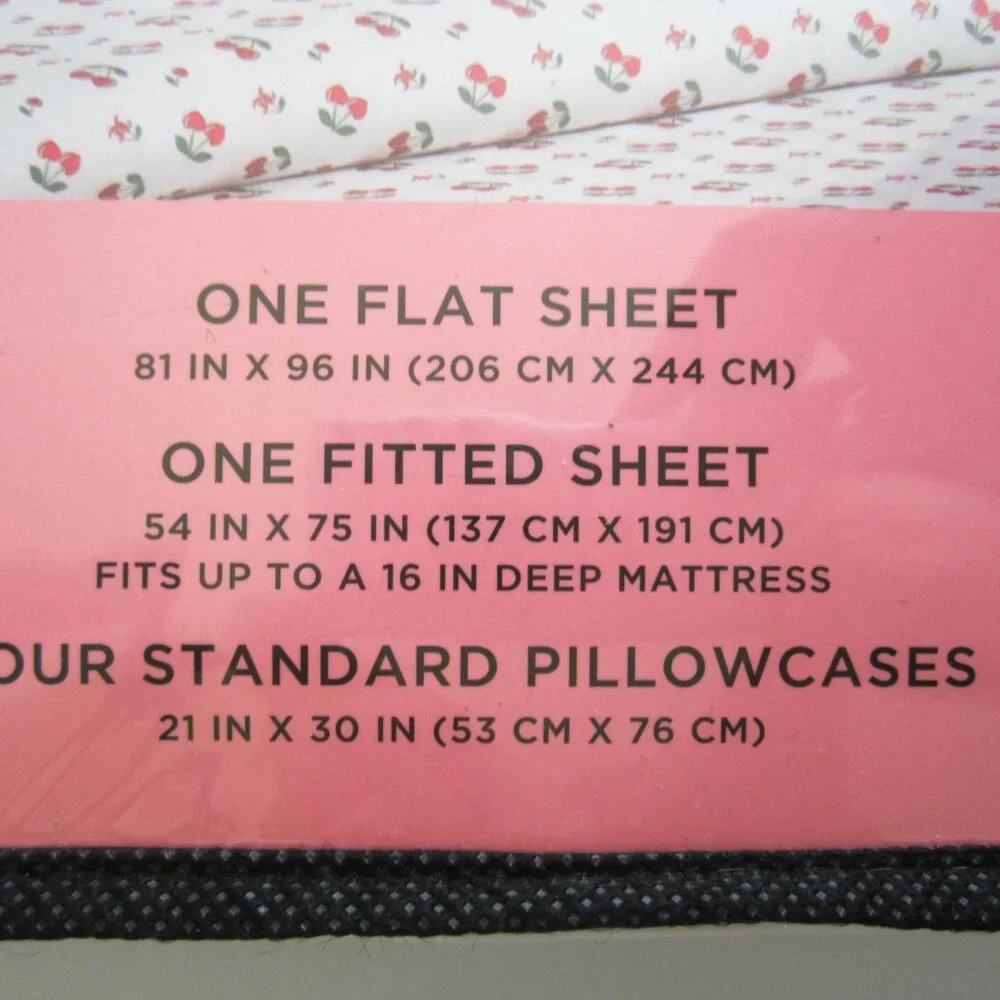 Juicy Couture Full Sheet Set Cherries Home Bedding - Picture 4 of 5